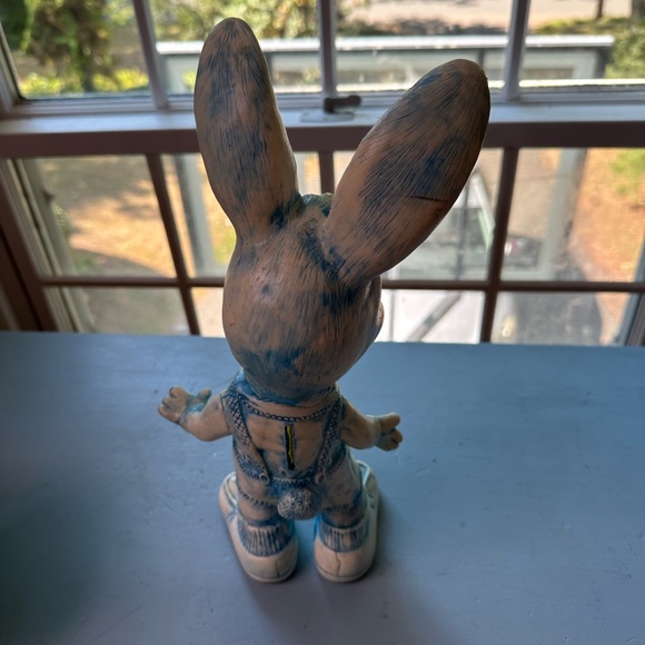 Vintage Creative Products Overalls Bunny Rabbit Blue Plastic Piggy Bank 1977 - Picture 3 of 4